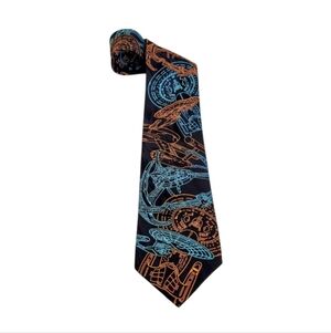 Vintage 1994 Ralph Marlin Star Trek Spacecraft Silk Necktie